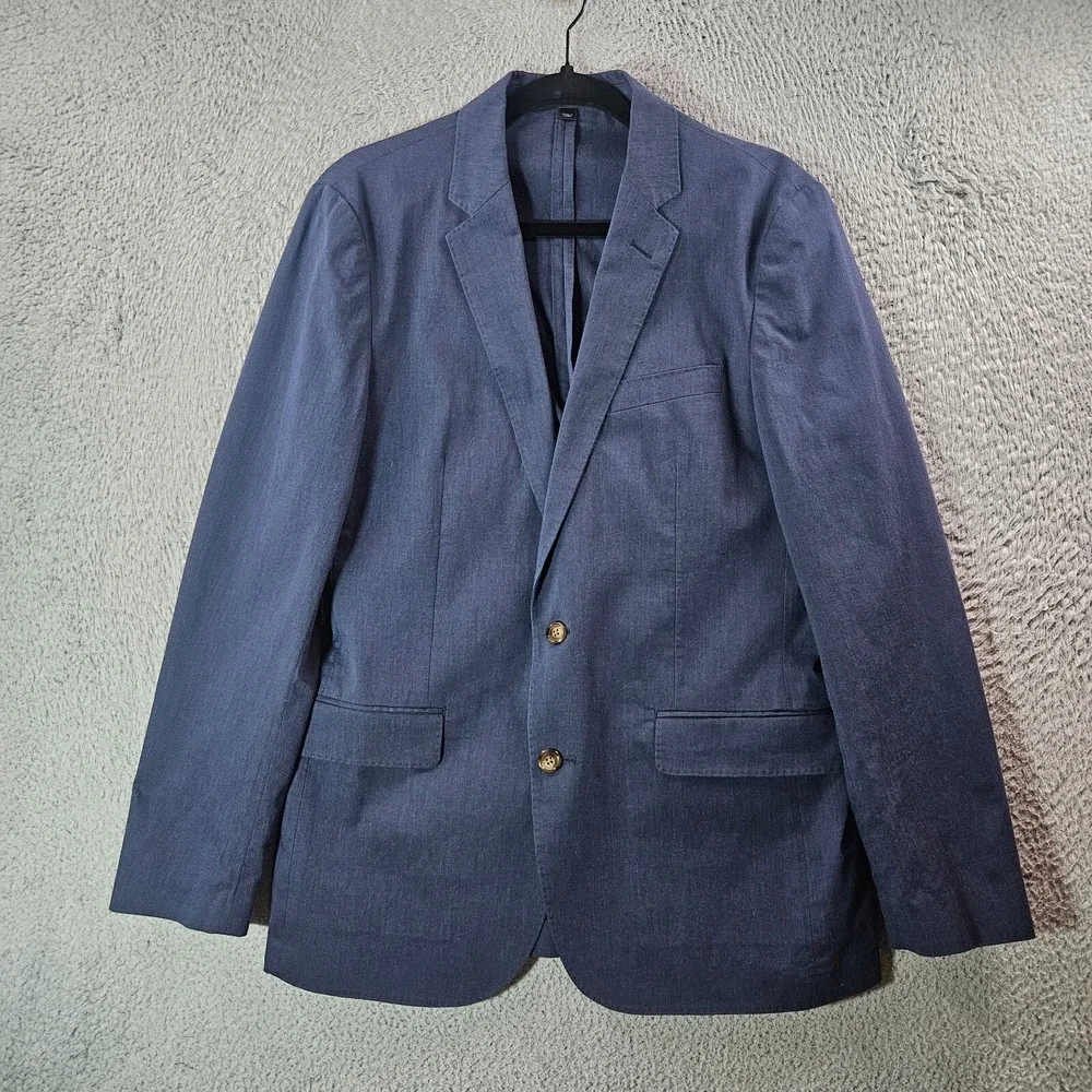 $168 NWT J Crew‎ 38R Blazer Suit Jacket Men Ludlow Cotton Blend Dark Bluish Gray